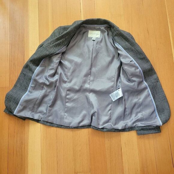 Banana Republic stretch grey blazer wool blend plaid fit & flare office business - Picture 5 of 15